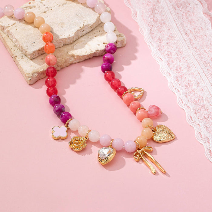 Pastel Beaded Charm Necklace