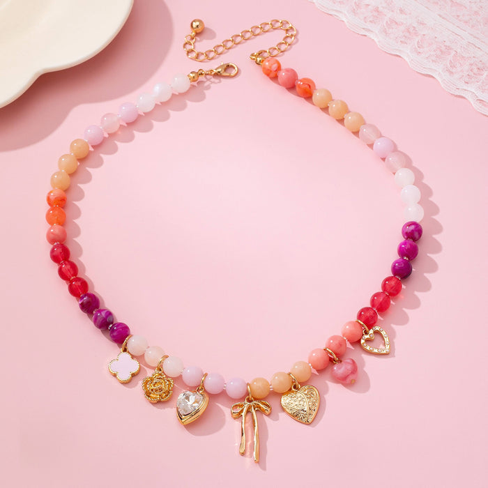 Pastel Beaded Charm Necklace