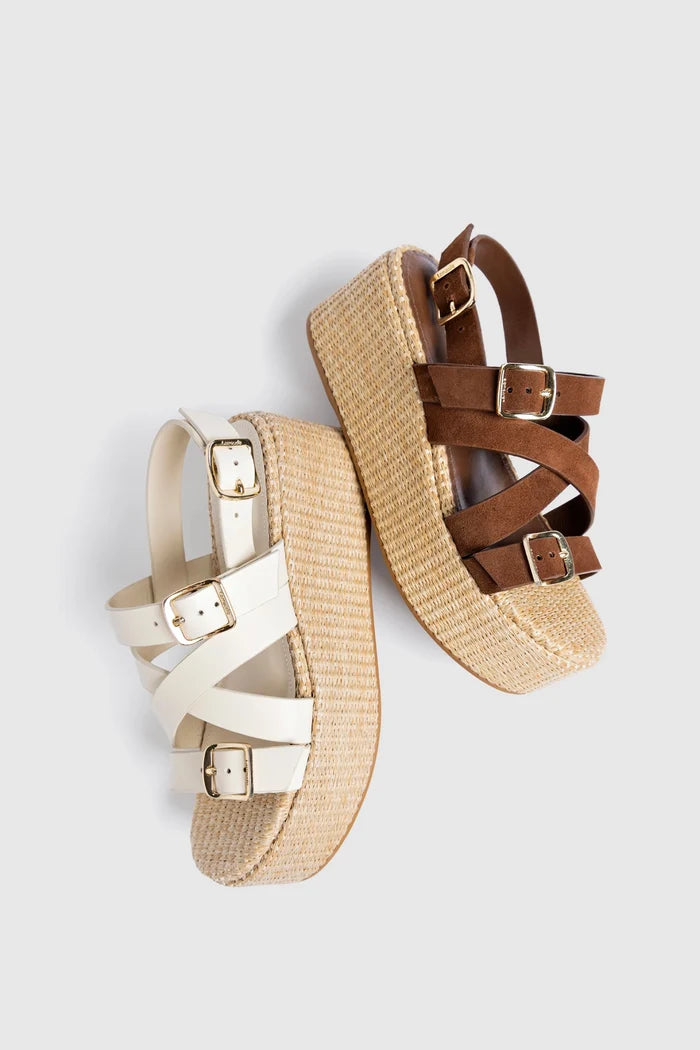 Patti Flatform Ivory Leather Sandal Larroudé