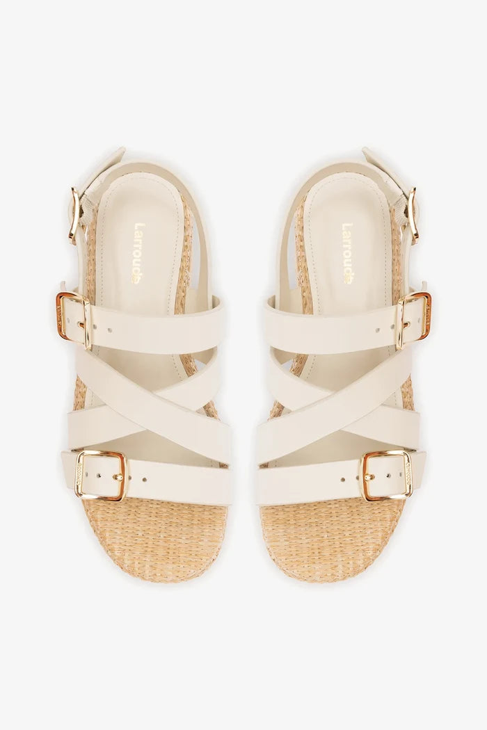 Patti Flatform Ivory Leather Sandal Larroudé