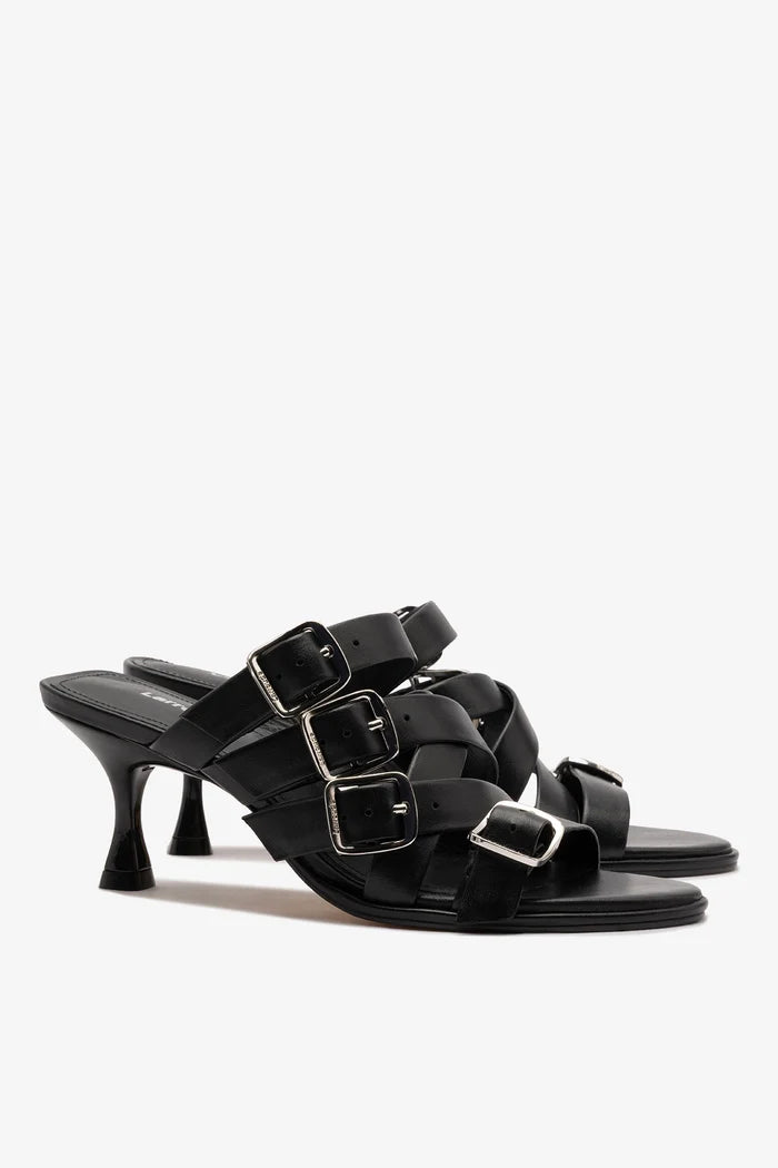 Patti Mule In Black Leather Mule Larroudé