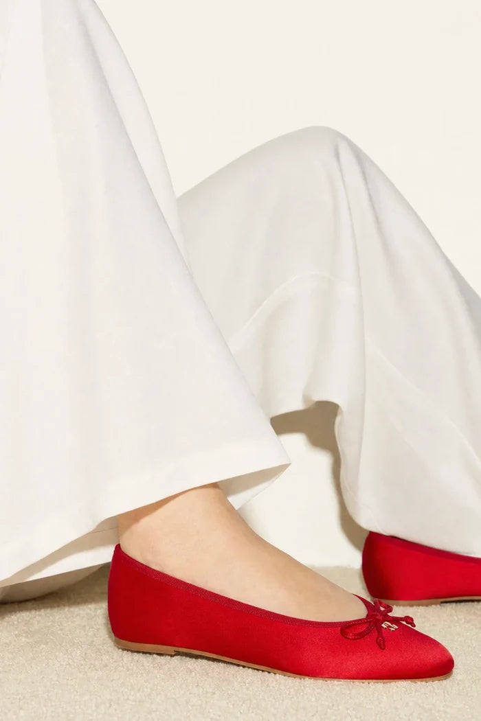 Pavlova Ballet Flat Cherry Satin Ballet Larroudé
