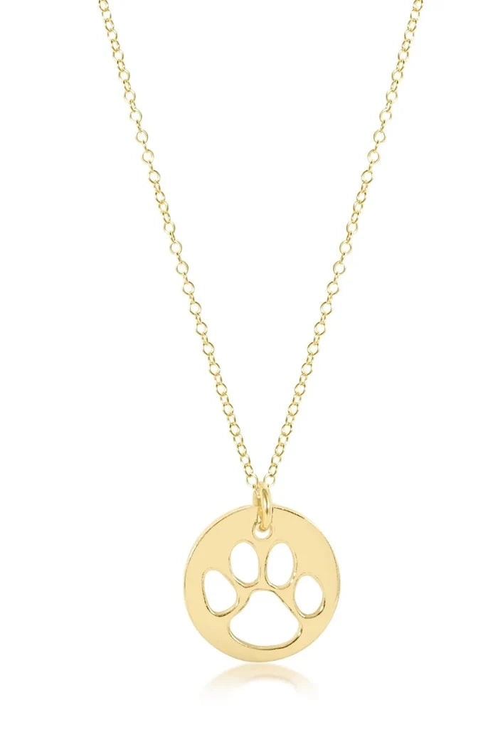 Paw Print Large Gold Disc 16" Necklace Gold
