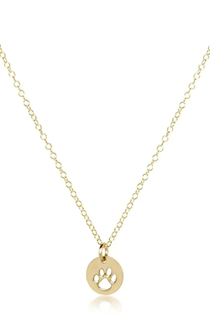 Paw Print Small Gold Disc 16" Necklace Gold