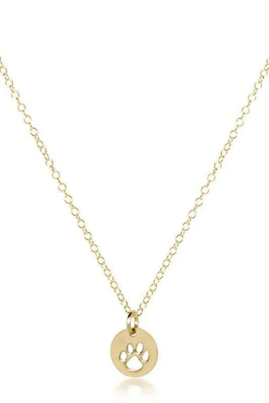 Paw Print Small Gold Disc 16" Necklace Gold