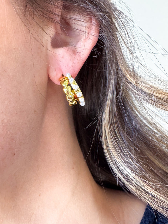 Treasure Jewels Pearl Kiss Hoop Earrings – women's jewelry - earring