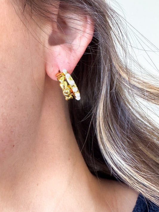 Treasure Jewels Pearl Kiss Hoop Earrings – women's jewelry - earring
