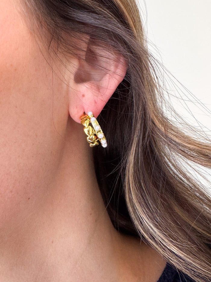 Treasure Jewels Pearl Kiss Hoop Earrings – women's jewelry - earring
