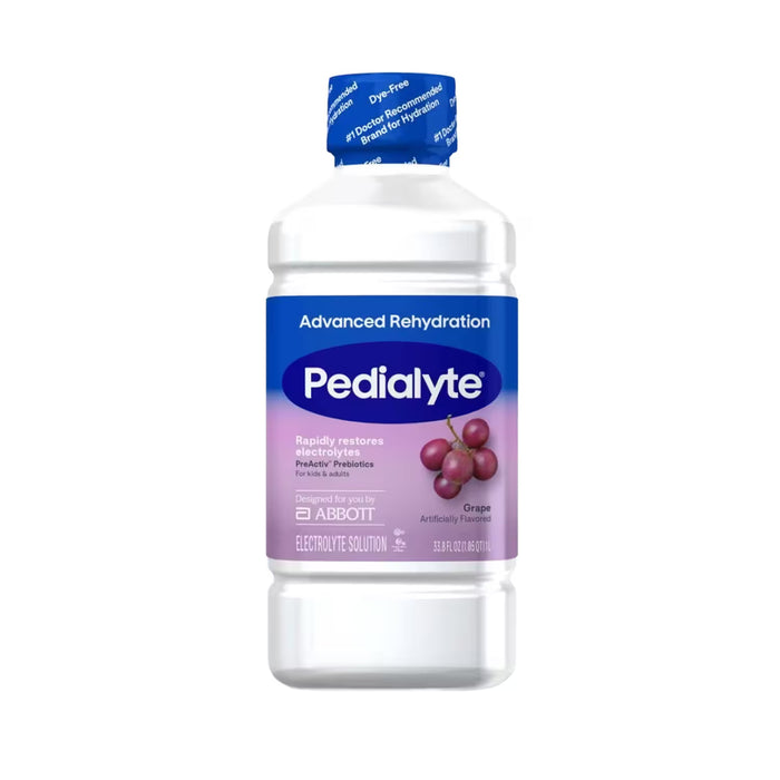 Pedialyte Advanced Rehydration Iced Grape Electrolyte Solution - 33.8 oz - 4 Pack