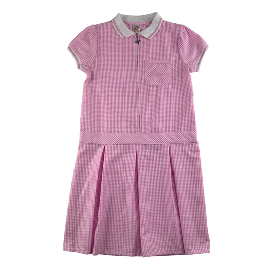 Pink gingham with zipper girls school summer dress