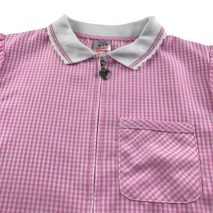 Pink gingham with zipper girls school summer dress