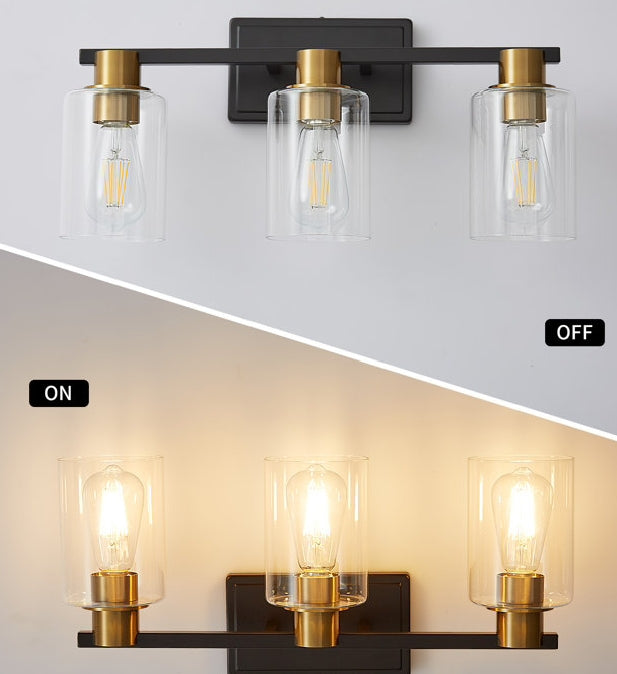 Plafonnier de salle de bain dimmable noir 3 lumières Aarif