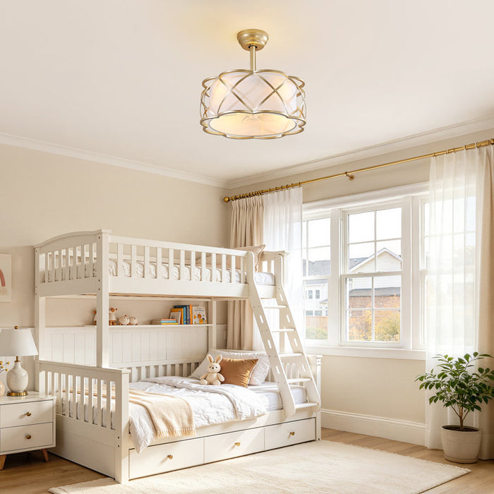 Plafonnier-ventilateur moderne de 48 cm avec abat-jour en tissu, kit d'éclairage et télécommande
