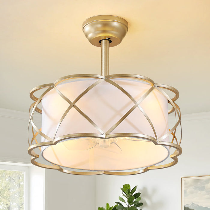 Plafonnier-ventilateur moderne de 48 cm avec abat-jour en tissu, kit d'éclairage et télécommande