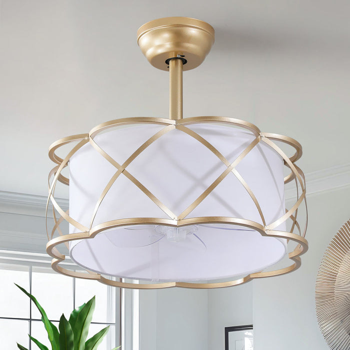 Plafonnier-ventilateur moderne de 48 cm avec abat-jour en tissu, kit d'éclairage et télécommande