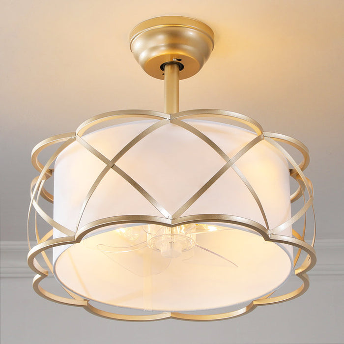 Plafonnier-ventilateur moderne de 48 cm avec abat-jour en tissu, kit d'éclairage et télécommande