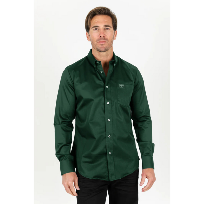 Platini Men's Modern Fit Green Dress Shirt