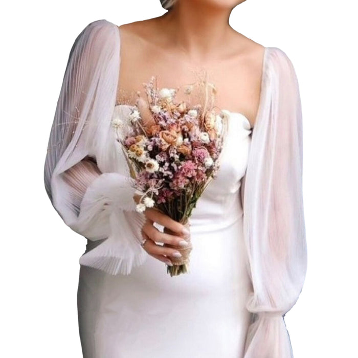 Pleated Tulle Detachable Sleeves for Wedding Halloween