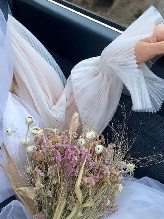 Pleated Tulle Detachable Sleeves for Wedding Halloween
