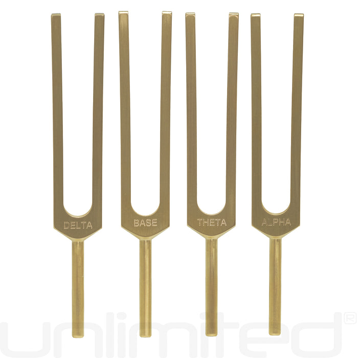 PraPelnia Restorative Sleep Set of 4 Brass Tuning Forks - Brainwaves