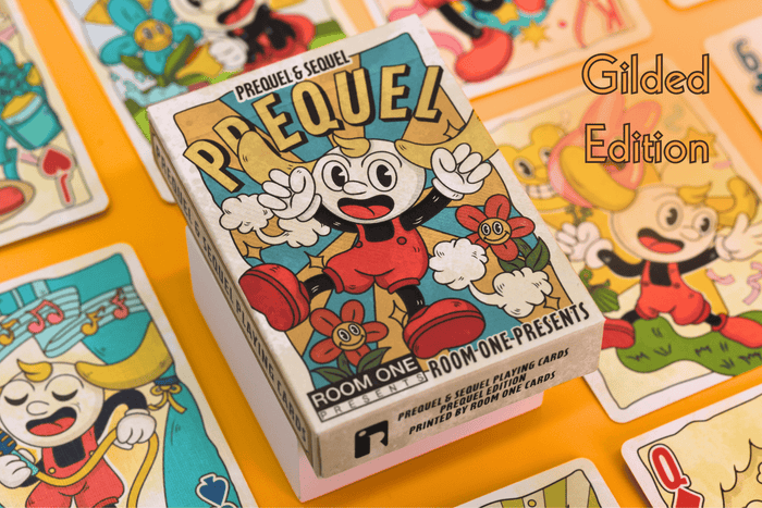 Prequel Playing Cards with cartoon characters on a colorful background