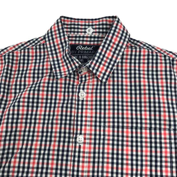 Primark 11 years red and navy checked short sleeve