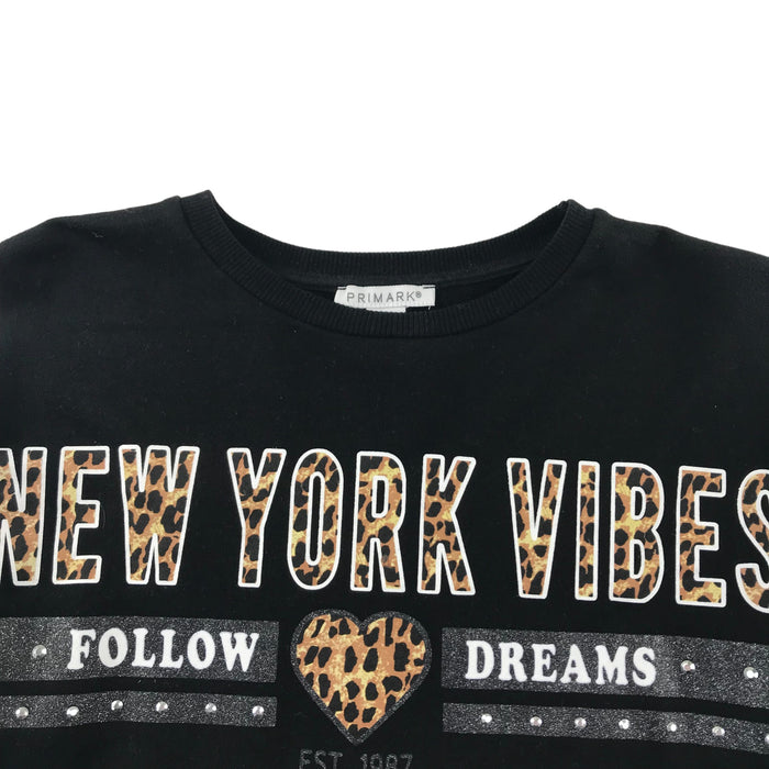 Primark 12 years black new york cropped cotton sweater