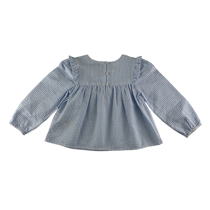 Primark 4-5 years blue stripy flared blouse