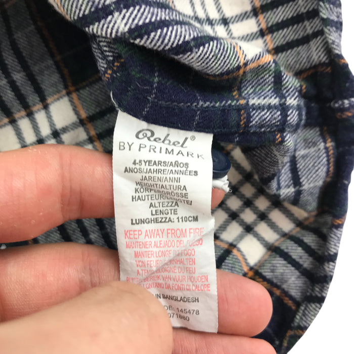 Primark 4-5 years navy and grey checked buttoned shirt