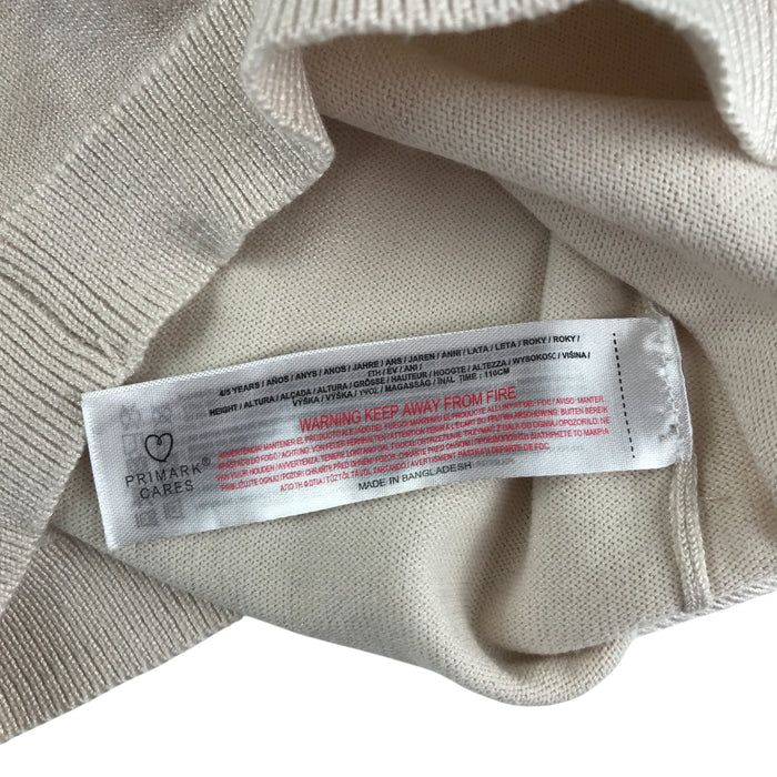 Primark 4-5 years sand plain turtle-neck long sleeve jumper