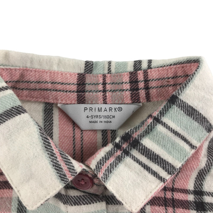Primark 4 years pink white checked long sleeve buttoned cotton shirt