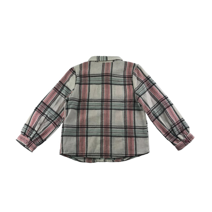 Primark 4 years pink white checked long sleeve buttoned cotton shirt