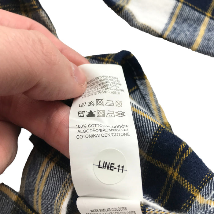 Primark 5 years navy white mustard checked long sleeve buttoned cotton shirt