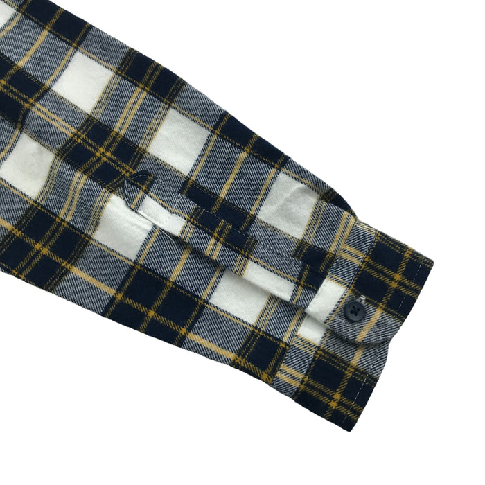 Primark 5 years navy white mustard checked long sleeve buttoned cotton shirt
