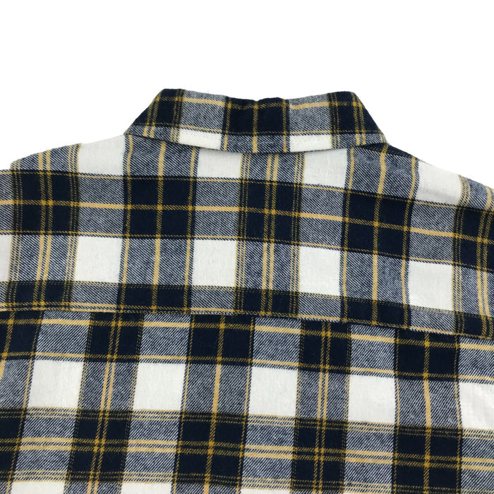 Primark 5 years navy white mustard checked long sleeve buttoned cotton shirt