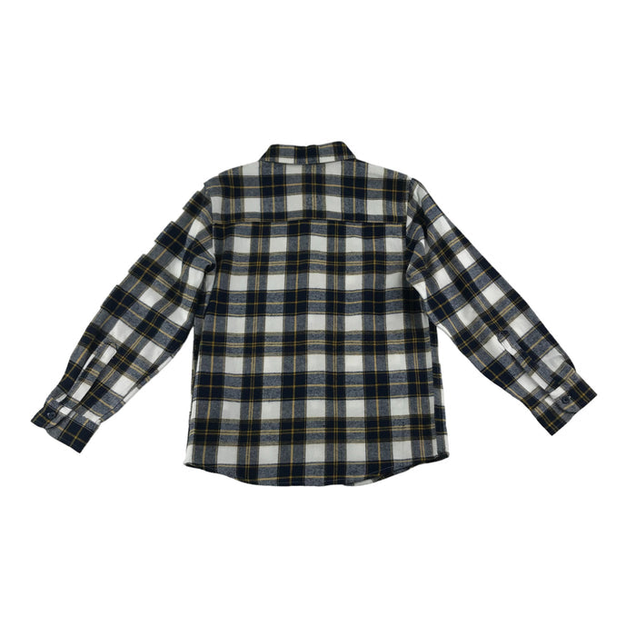 Primark 5 years navy white mustard checked long sleeve buttoned cotton shirt