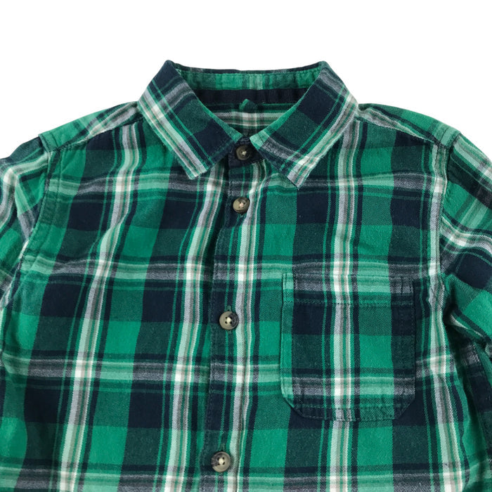 Primark 6-7 years green with navy checked cotton shirt
