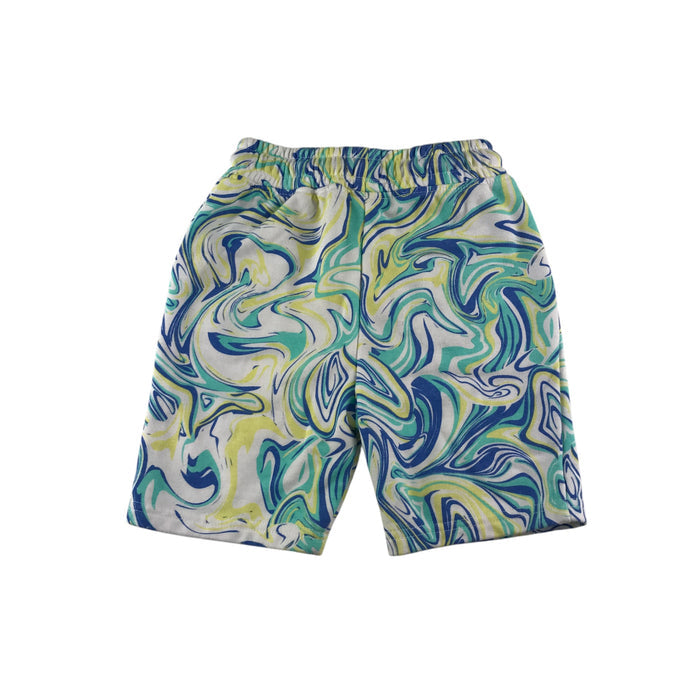 Primark 6-7 years white jersey with muticolour marble design shorts