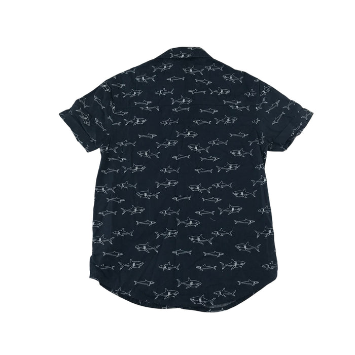 Primark 7-8 years navy shark print cotton shirt