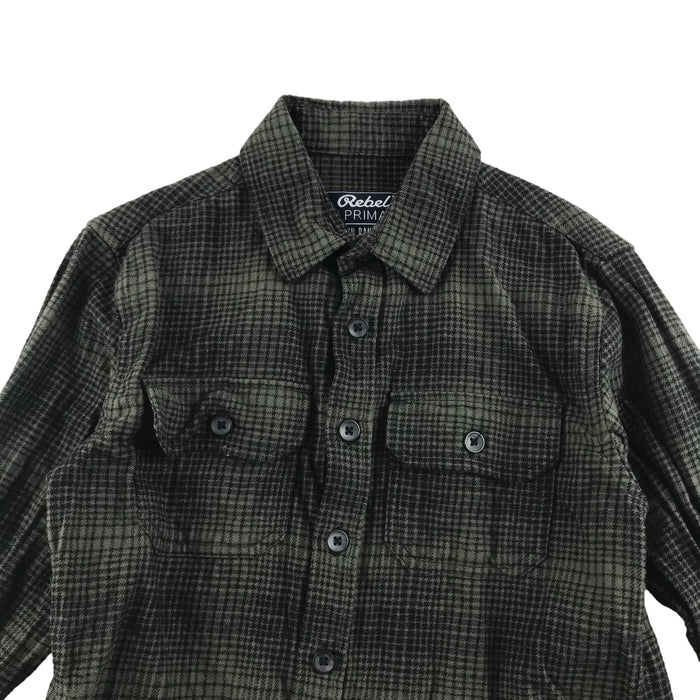Primark 7 years khaki green checked buttoned cotton shirt