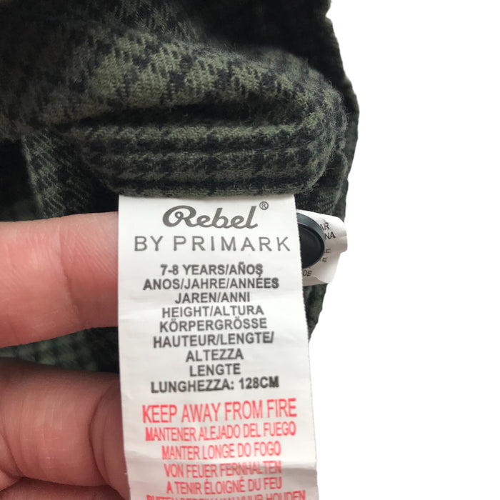 Primark 7 years khaki green checked buttoned cotton shirt