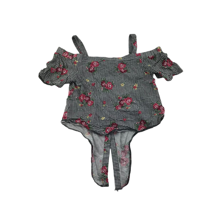 Primark 8-9 years black checked floral crop top