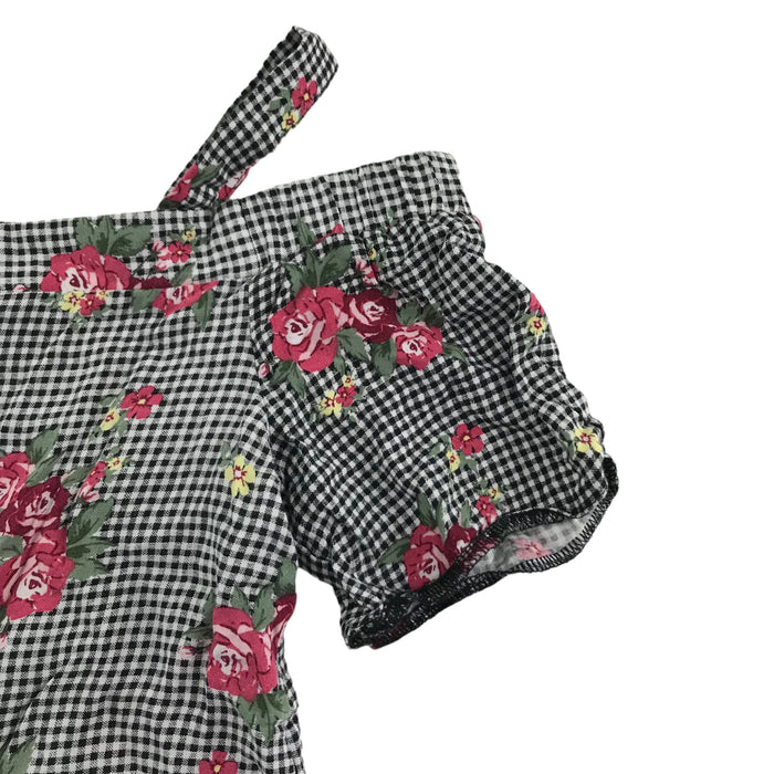 Primark 8-9 years black checked floral crop top