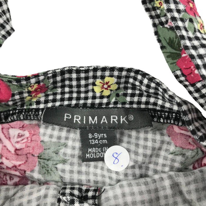 Primark 8-9 years black checked floral crop top