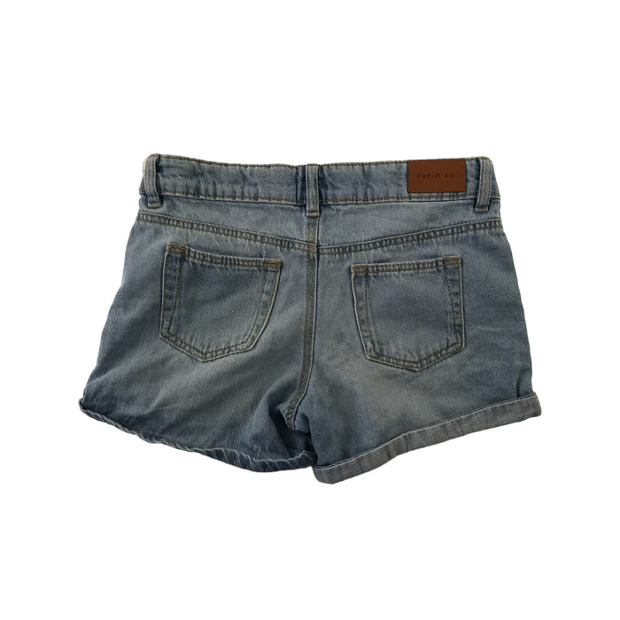 Primark 8-9 years blue denim cuffed hem mid rise cotton shorts