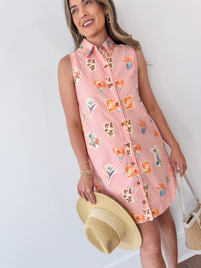 Printed Garden Party Sleeveless Dress
