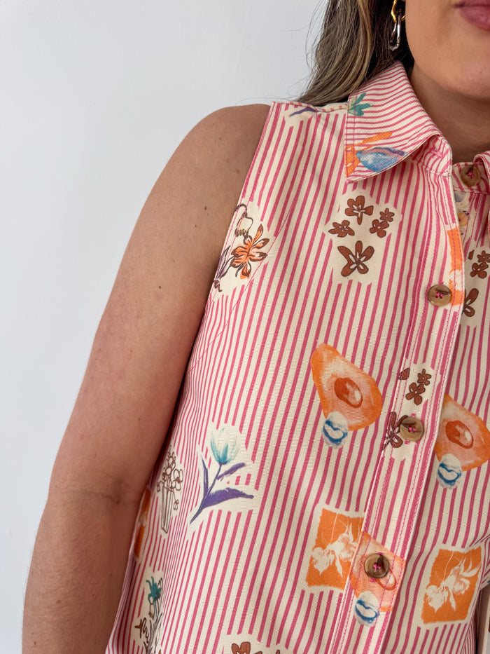 Printed Garden Party Sleeveless Dress