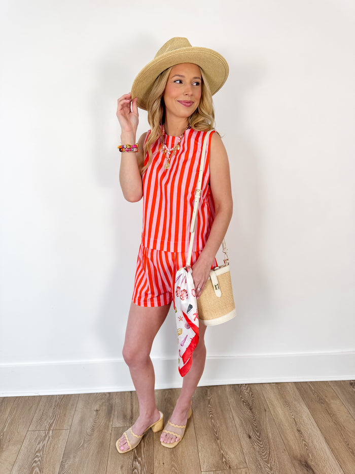 Punch & Coral Striped Tank