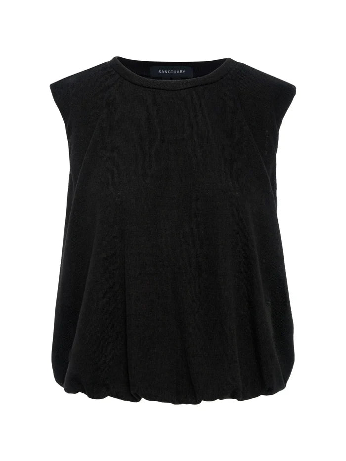 Sanctuary Quinn Bubble Sleeve Black Blouse – women's blouse