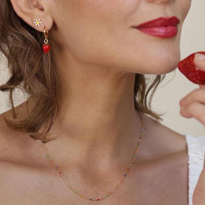 Rainbow Enamel Chain Necklace